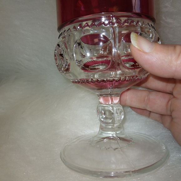 MCM Pressed Glass Goblets. No cracks, some wear, 2 small bubbles - Picture 10 of 12